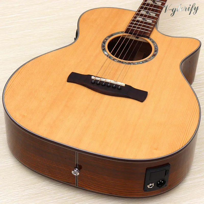 Электрическая акустическая гитара из твердой древесины 40 дюймов | Спорт и