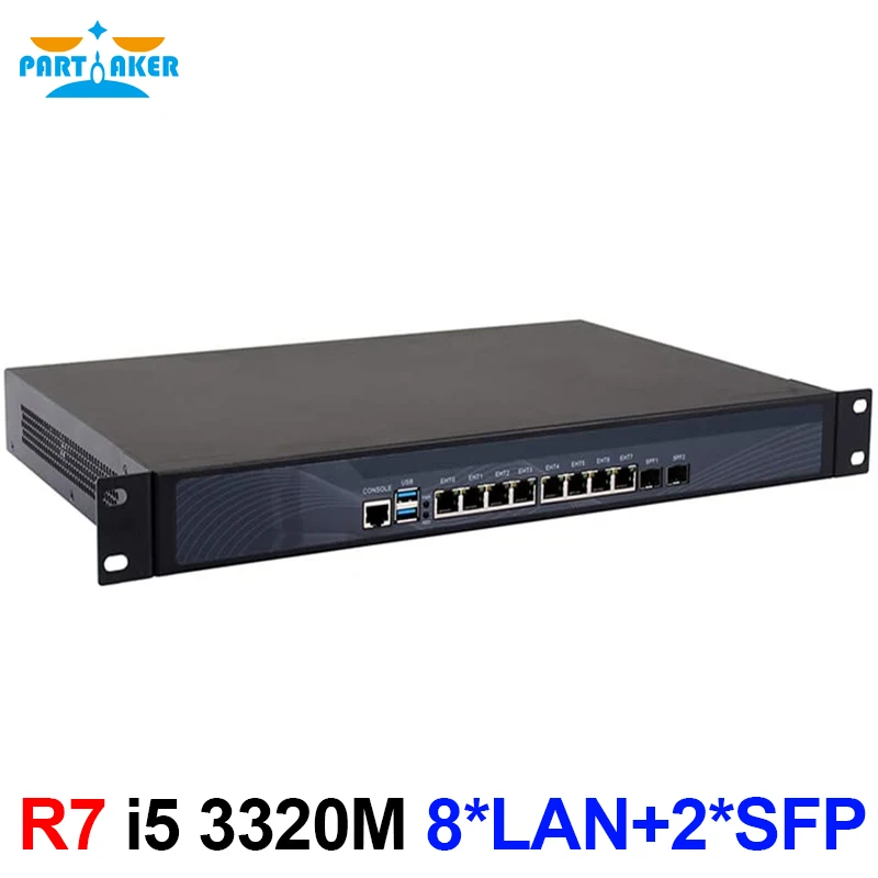 Partaker R7 Firewall 1U Rackmount Network Security Appliance Intel Core i5 3320M with 8*Intel I-211 Gigabit ethernet ports 2 SFP