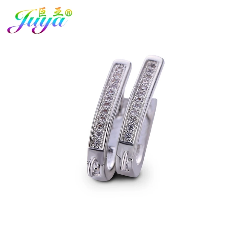 White Gold Juya DIY для женщин изготовление сережек ручной работы материал медь креативный замок для сережек основные серьги крючки Аксессуары - Цвет: White Gold