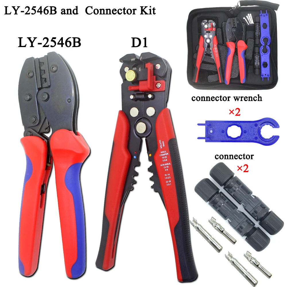 CNLX LY-2546B Pliers / 4 / 6mm2 14-10AWG Connector Group Solar D1 Wire Cutting Tool Kit Photovoltaic Capacity 2.5 Crimping Mini