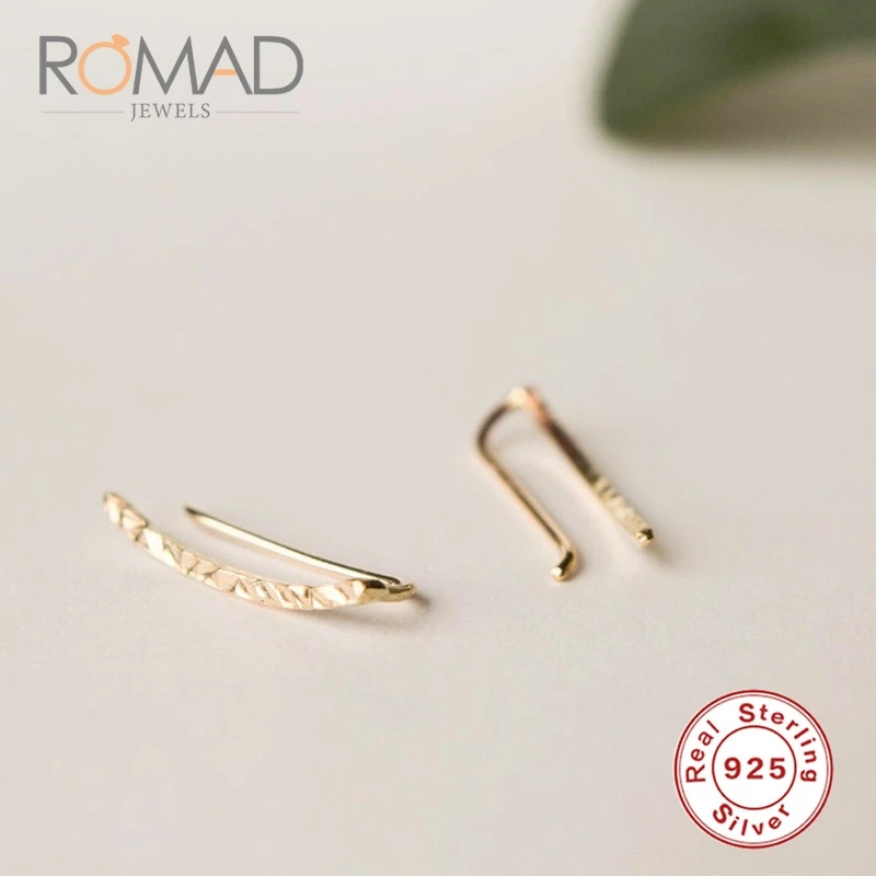 Romad Серьги из серебра S925 с неправильной текстурой и крючком для ушей, эксклюзивные серьги для женщин, ювелирные подарки.
