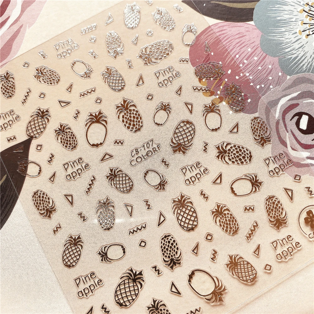 CB-107 наклейка для ногтей с фруктами и ананасами на тыльную сторону украшение