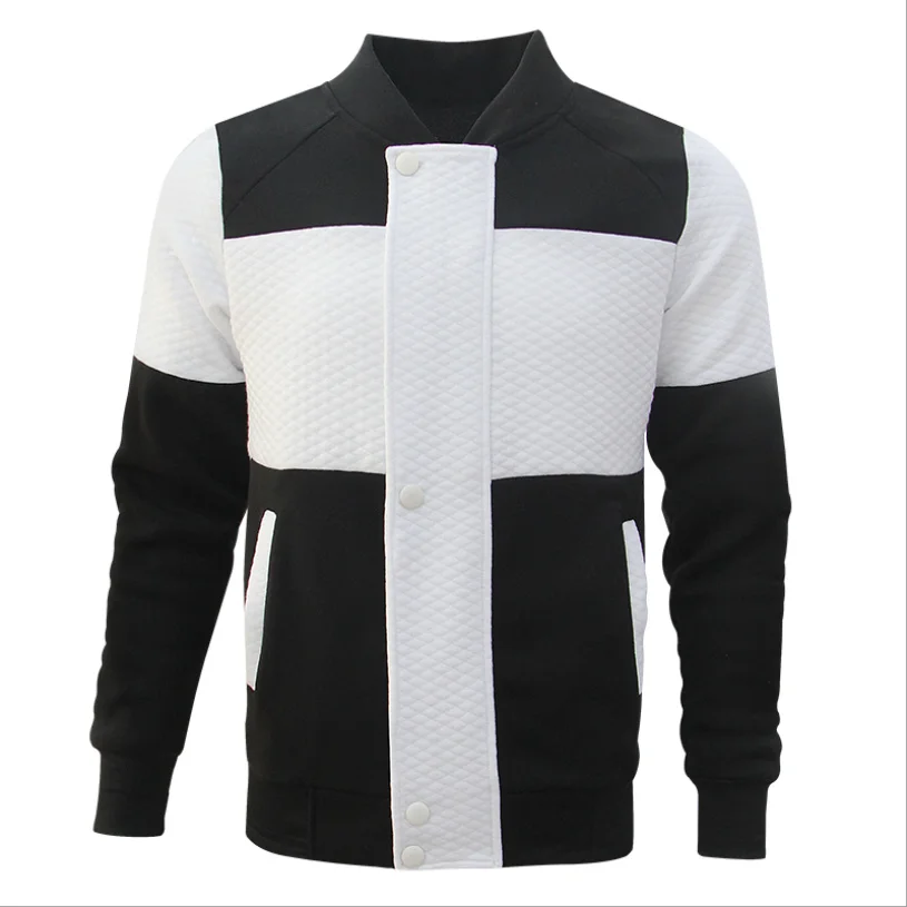 

2021 Spring Autumn New Men's Plaid Jacket Stitching Zipper Stand-Up Collar Casual Fashion Sportswear Top