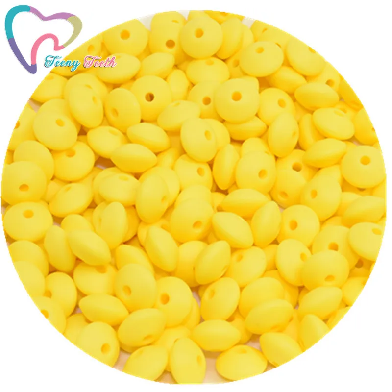 Bright Yellow Teeny Teeth 20 шт. Силиконовые Прорезыватели для зубов Abacus бусины в форме чечевицы DIY цепочка для прорезывания зубов красочные чечевицы Силиконовые Прорезыватели блюдца свободные бусины - Цвет: Bright Yellow