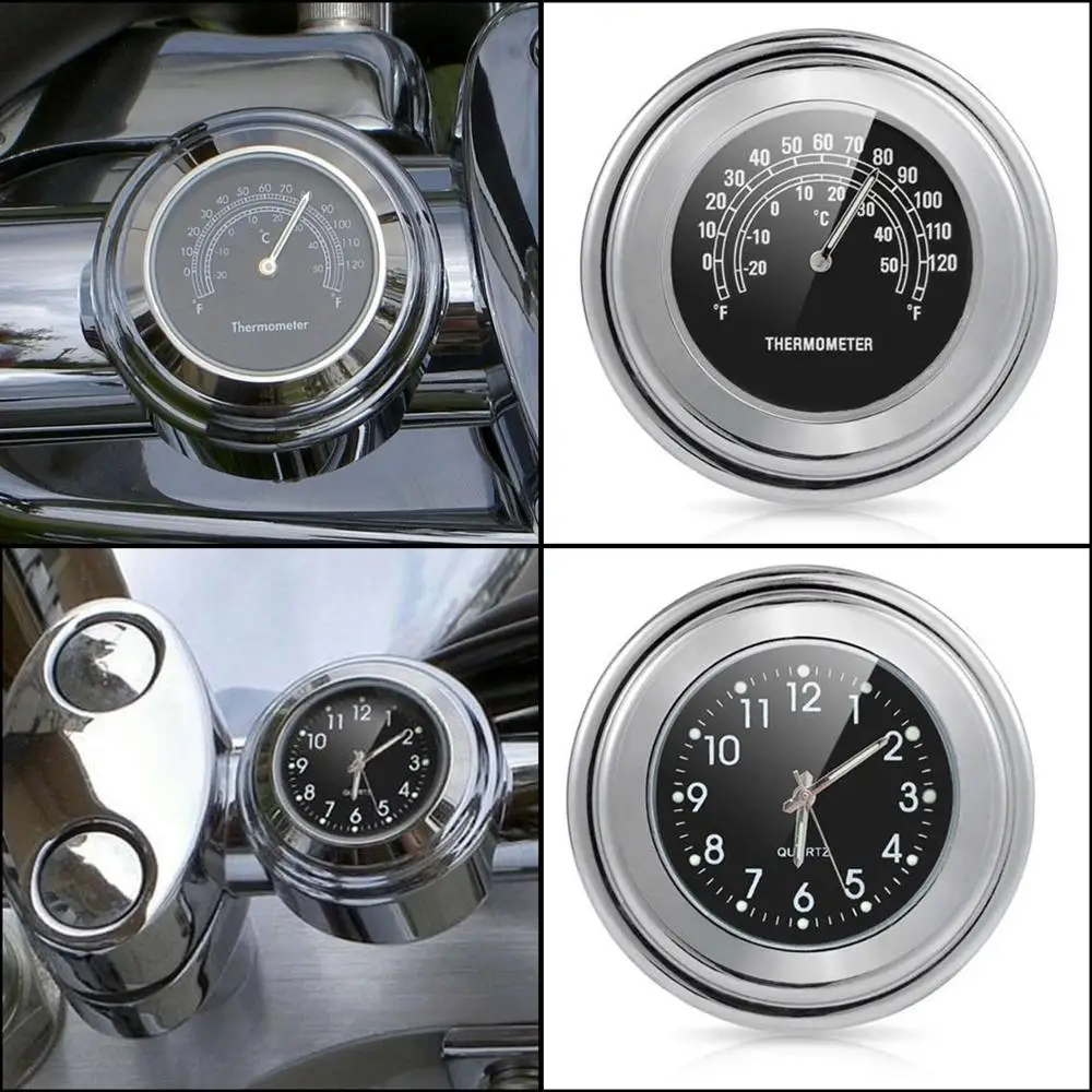 Водонепроницаемый 7/8 &quotмотоцикл руль Уличный Термометр темп черный циферблат