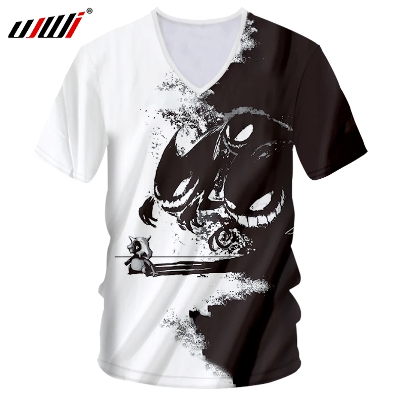 UJWI Мужская футболка с 3D принтом забавная короткий рукав v образный вырез хит