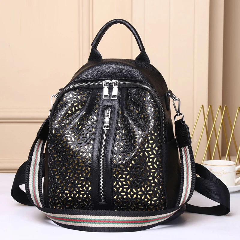 

Women's Leather backpack high capacity Real cowhide backpack female bag High Quality Genuine Leather Bag student bag schoolbag