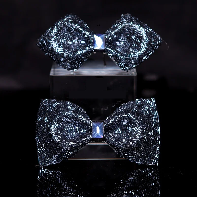 

2020 High Quality Men's Noble Diamond Bow ties Designers Brand Butterfly Bowties Shiny Romantic Wedding Groom Bow Tie for Men
