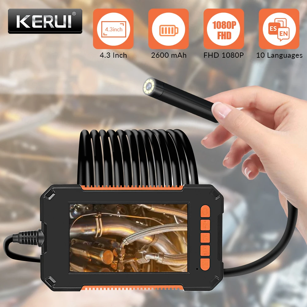 Камера-Эндоскоп KERUI IP67 камера-бороскоп диаметром 8 мм ЖК-экран 1080 дюйма 4 3 P ручной