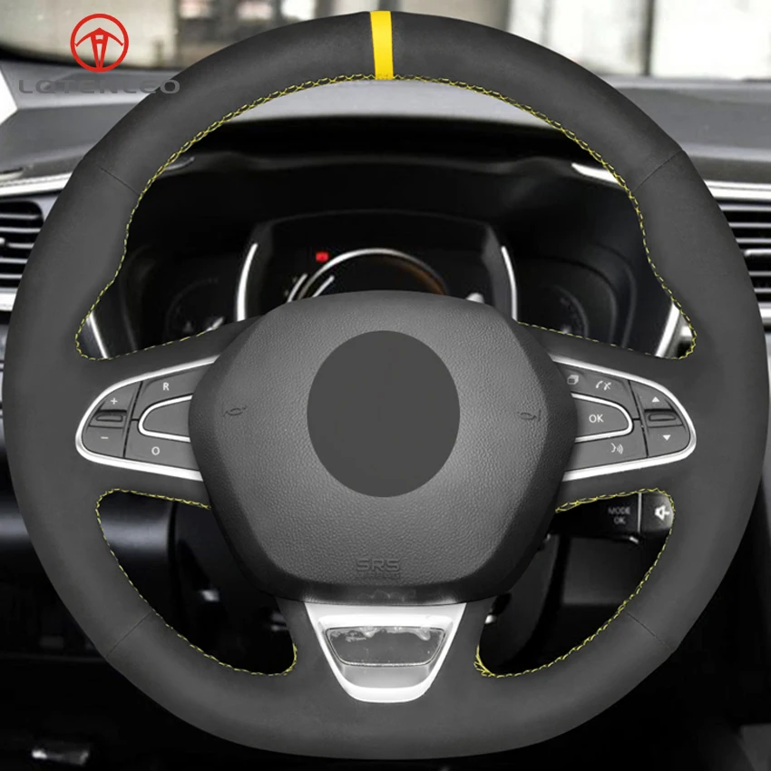 LQTENLEO черная замша DIY крышка рулевого колеса автомобиля для Renault Kadjar Koleos Megane Talisman Scenic Espace