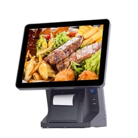 hot sales pos machine for commercial epos black touch screen 15 inch pos terminal with 80mm built in printer vfd cashier