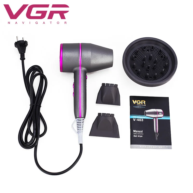 VGR 403 Hair Dryer Personal Care Adjustment Hot Strong Wind Suppleness Hydration Anion Three Major Upgrade Designs EU Plug V403 enlarge