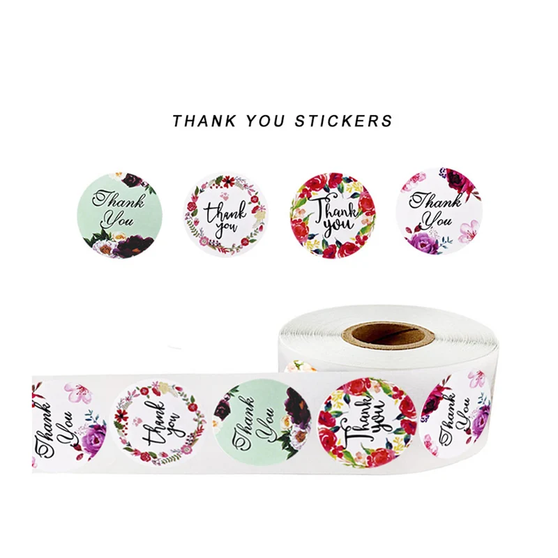 100pcs Thank You Envelope Seal Scrapbook Sticker Pink Heart Cute Round Stationery Label | Дом и сад