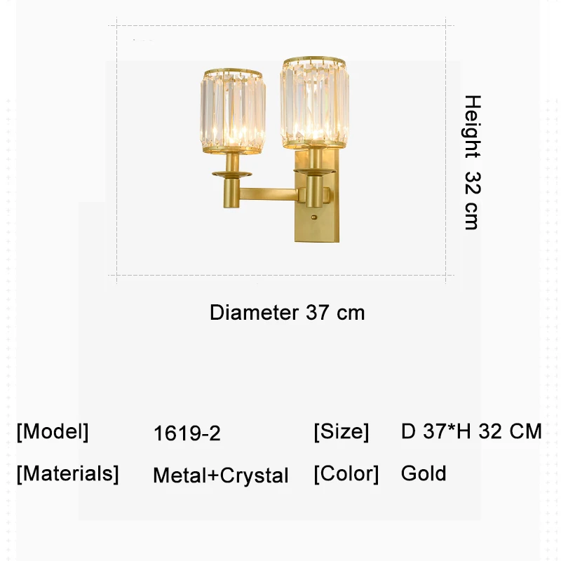 2 Light Современная хрустальная люстра, освещение для столовой, кухни, спальни, цепочка, подвесная люстра, потолочные золотые светильники - Цвет абажура: 2 Light