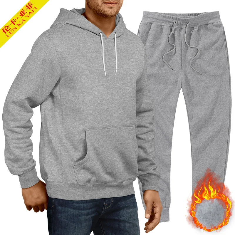 Толстовка и штаны зимний комплект с капюшоном для мужчин набор бегунов фирменные