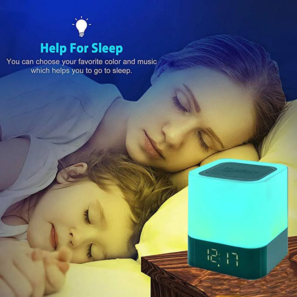 

Night Lights Alarm Clock Speaker Smart Touch Control Dimmable RGB LED Table Lamp For Bedroom HIFI Sound Multi-color Changing