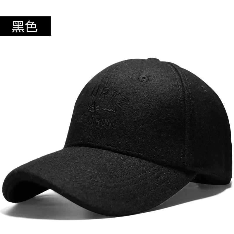 

2020 Winter Dad Warm Felt Hats Big Head Man Large Size Wool Cap Male Plus Size Baseball Caps 56-62cm 62-68cm