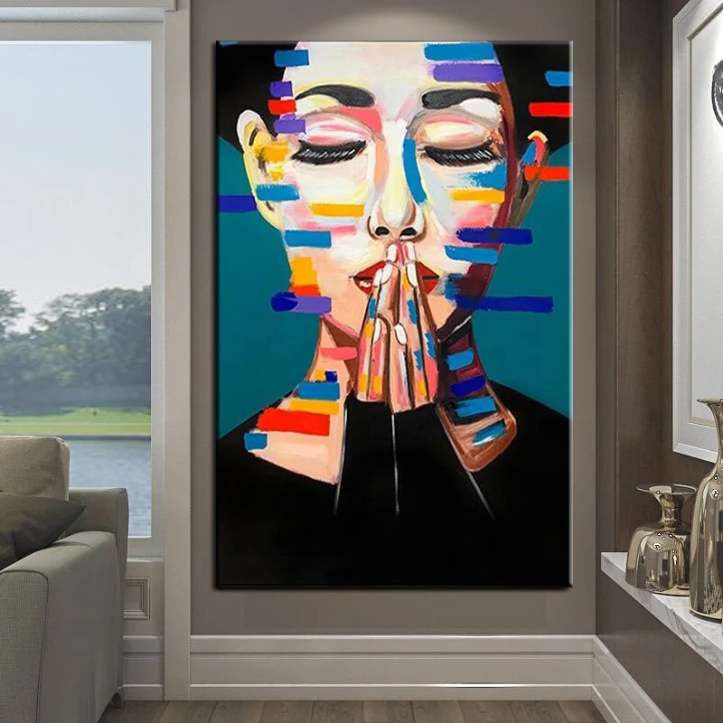 

100% ручная работа красочная портрет девушки картина маслом на холсте Современные картины на холсте настенные картины для декора спальни