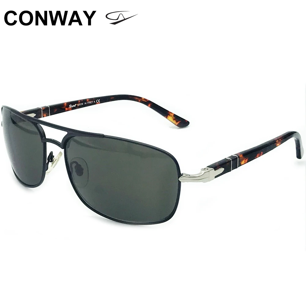 

Conway Military Style Pilot Sunglasses for Men Driving Glasses Anti Glare Luxury Brand Design Rectangular Sun Glasses with Case