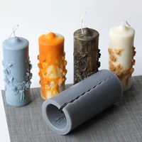 1pc candle mold diy creative vintage european style handmade carved cylindrical scented silicone flower candle accessories