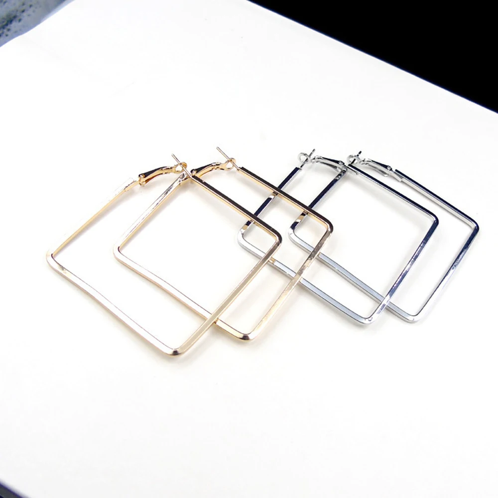

The New Fashionable Women Geometric Square Big Earrings Exaggerated Personality Earrings Earrings