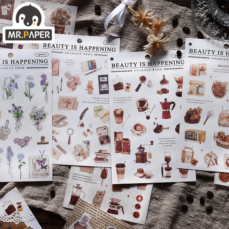 

Mr.Paper 4 Design Infeel.Me Beautiful Is Happening Series And Paper Stickers Decoration Animal And Plant Stationery Stickers