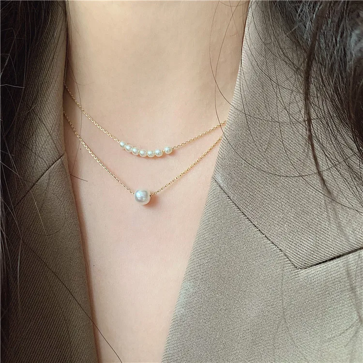

Imitation Pearl Korean Style Simple Pearl Double-layer Clavicle Chain Necklace Trendy Fashion Chokers Vintage Jewelry for Women