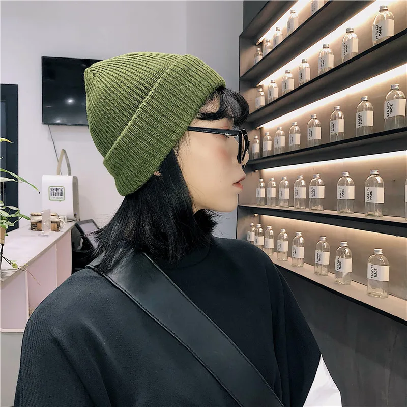 Корейские зимние вязаные шапки для женщин облегающие мужские Мужская Осенняя
