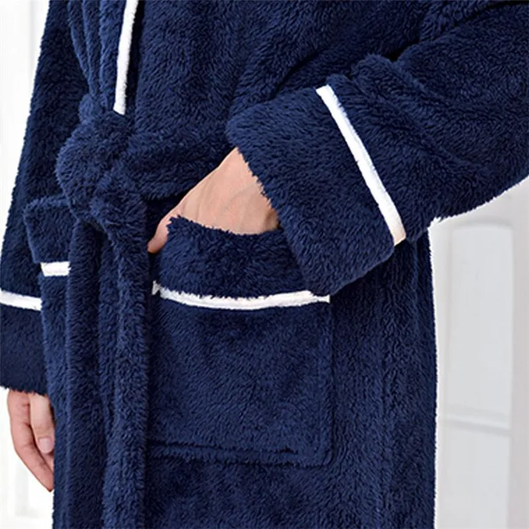 Winter Thick Warm Couples Kimono Robe Women Men Bath Gown Robe Dress Fluffy Plush Flannel Lovers Yukata Nightwear Sleepwear