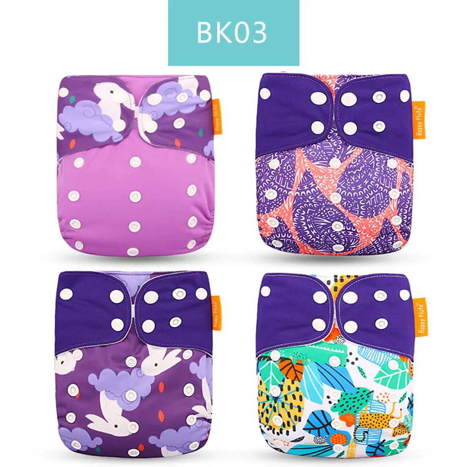 BK03 only diaper Happyflute 4 шт./компл. моющиеся Экологичная ткань с ромбовидным узором регулируемые подгузники многоразовые подгузники из ткани тканевые подгузники подходит на Возраст 3-15 кг для малышей - Цвет: BK03 only diaper