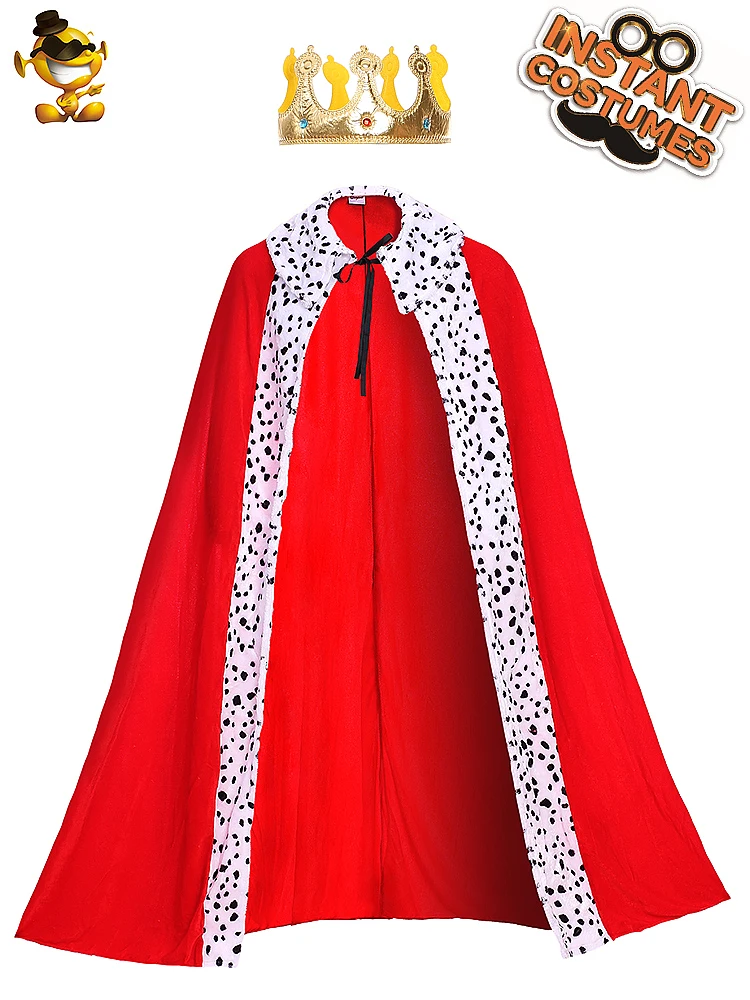 

Halloween Cosplay Costume Adult Luxury King Costumes Long Cloak With Golden Crown Sets Men Dress Up Prince Carnival Fancy Dress
