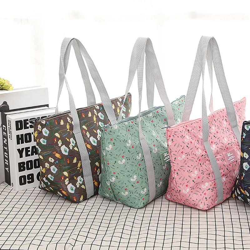 1PC Floral Printing Thermal Insulated Lunch Bag For Women Girls Portable Carry Tote Cooler Lunch Box Insulated Bag