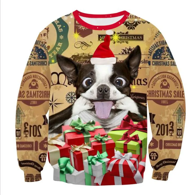 

Men Women Ugly Christmas Sweater Pullover Hilarious Holiday Sweatshirt 3D Christmas Gifts Dog Print Funny Xmas Jumpers Tops 3XL