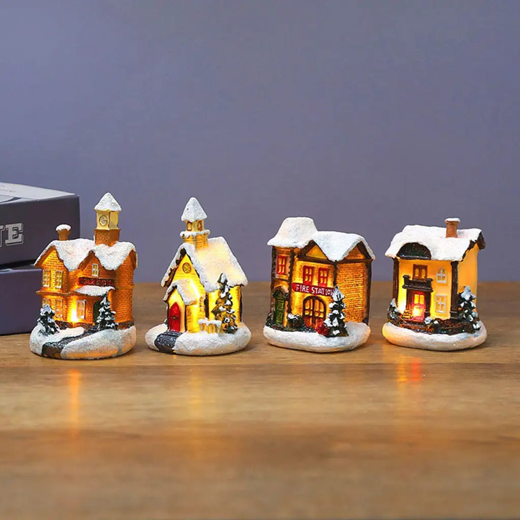 

Snow Houses With Colorful Flashing LED Light Christmas Decoration for Home New Year Kids Gift Christmas Scene Village