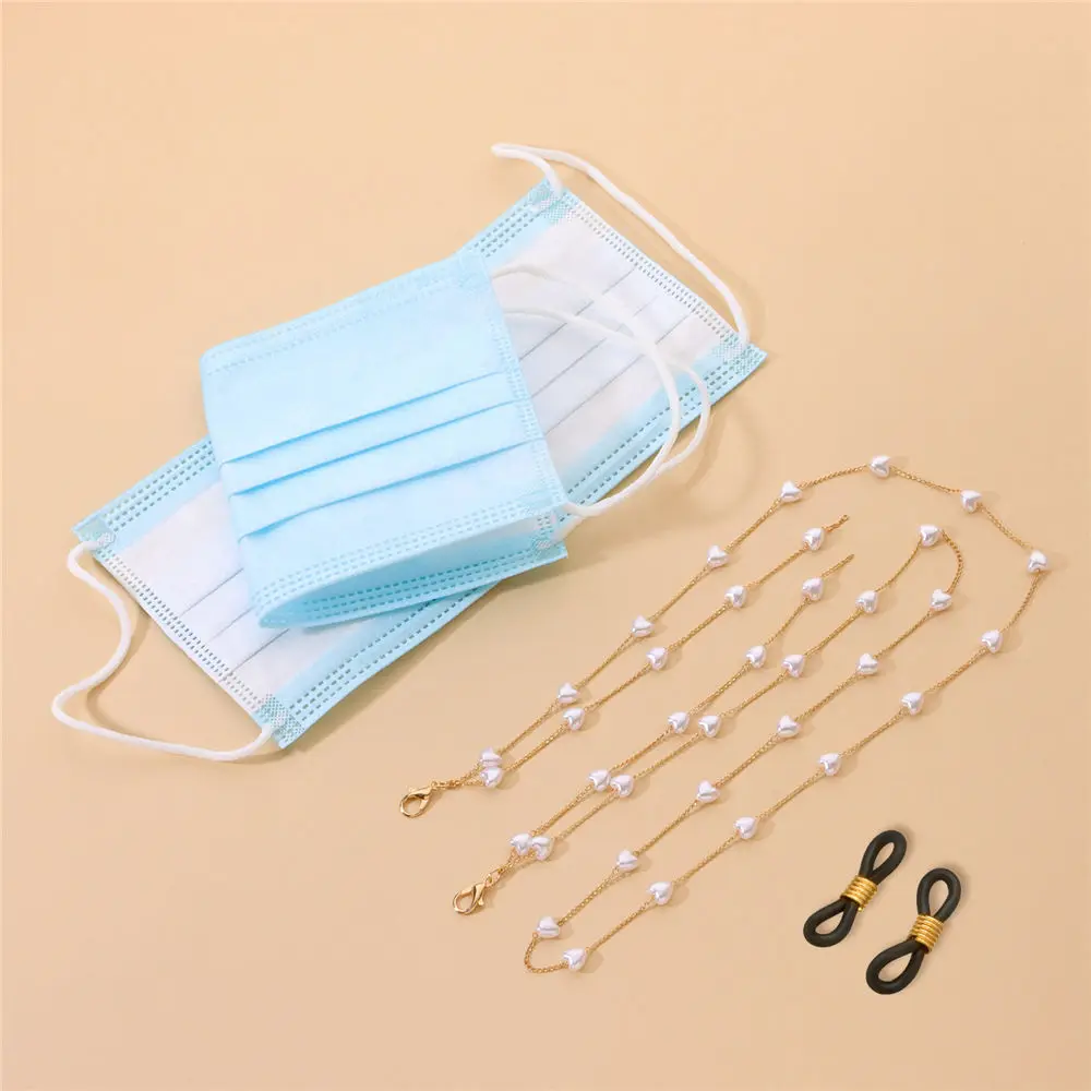 

Модные очки с жемчугом маска ремешок цепочка для женщин шея висячая подвеска на цепочке маска ремешок сердце кулон очки вечерние ювелирные ...