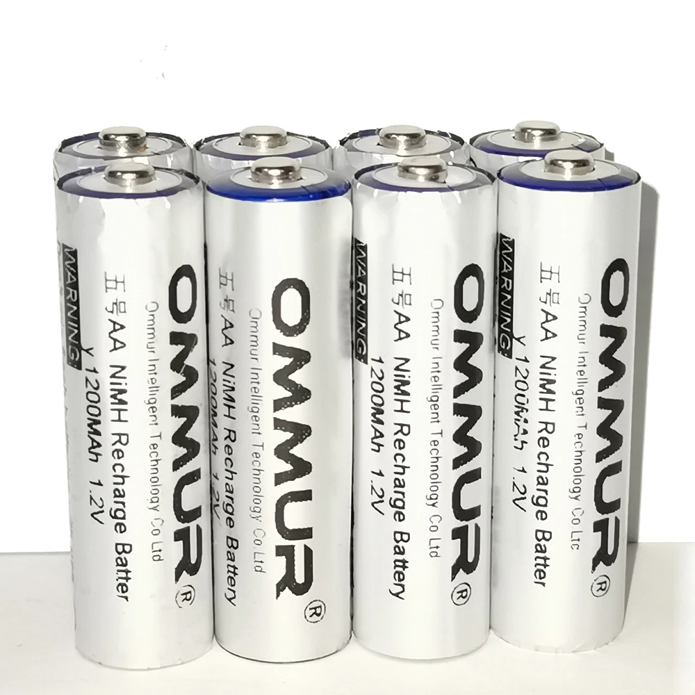Аккумулятор OMMUR AA 1 2 В 1200 мАч NiMH Перезаряжаемый для фонарика налобный фонарь