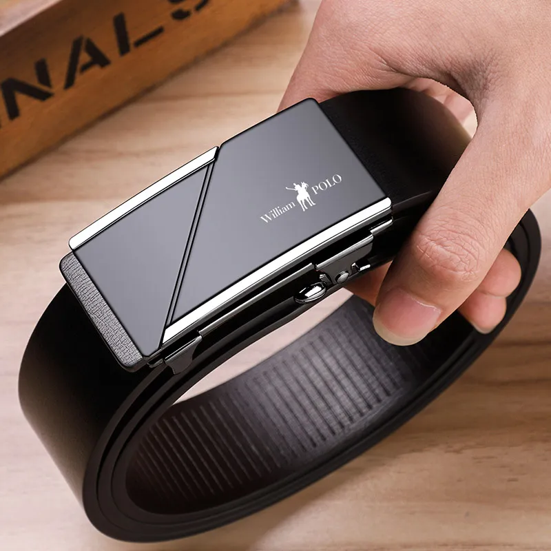 Ремень WILLIAMPOLO мужской кожаный пояс с автоматической пряжкой модный дизайнерский