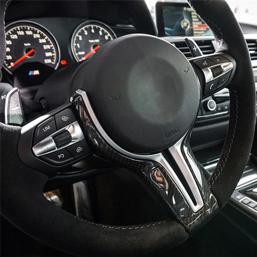

For BMW M2 F87 M3 F80 M4 F82 M6 F06 F12 F13 X5M F85 X6M F86 Carbon Fiber Steering Wheel Trim Cover For decoration car styling