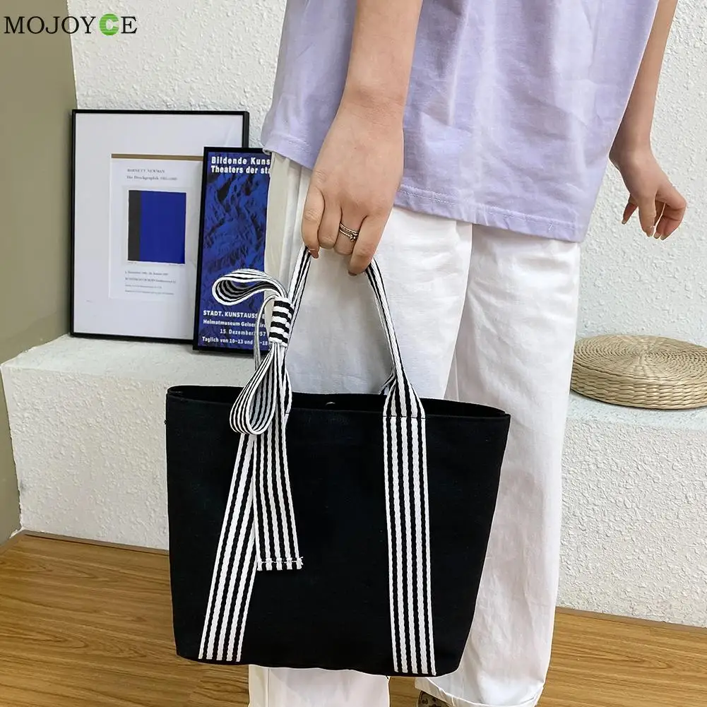 Женская сумка для покупок в стиле преппи с бантом через плечо Холщовая Сумка-тоут