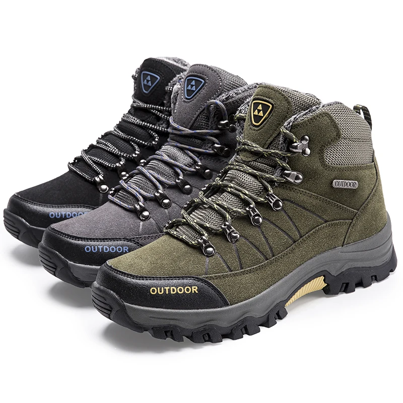 

Winter Hiking Shoes for Men Warm Plush Non-Slip Outdoor Boots Trekking Shoes Waterproof Sneakers Camping Snow Sports Shoes