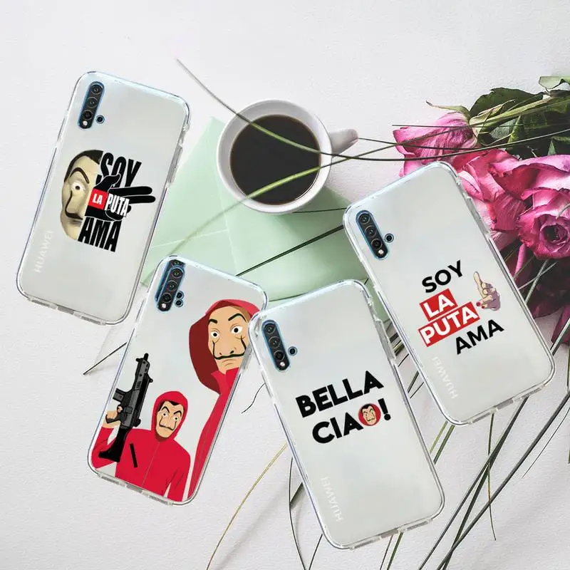 

la casa de papel Phone Case Transparent for Huawei honor P mate 40 20 30 10 50 i 9 x mate pro lite 8a