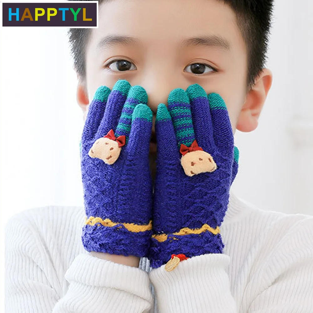 HAPPTYL/1 пара детских перчаток Детские Зимние теплые вязаные перчатки для мальчиков