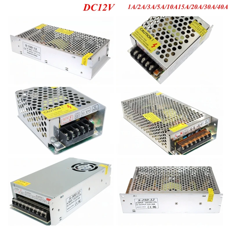 DC12V 1A 2A 3A 5A 10A 15A 20A 30A 40A светильник ing трансформаторы светодиодный драйвер Мощность
