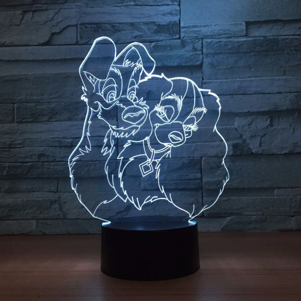 

Two Puppies Dog LED RGB Night Light 7 Color Change Desk Light Action Figure PVC Kids Toys Brinquedos Christmas Gift