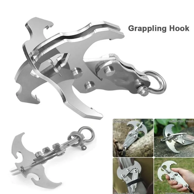 

Steel Survival Folding Grappling Hook Outdoor Climbing Claw Multifunctional Carabiner Travel Rescue Tool Climbing Tool