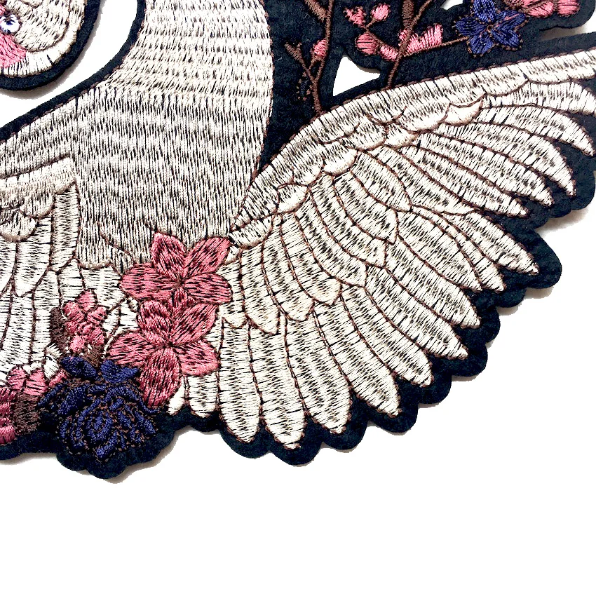 Большой красивый кран Птица вышитая аппликация нашивки украшение утюгом для DIY