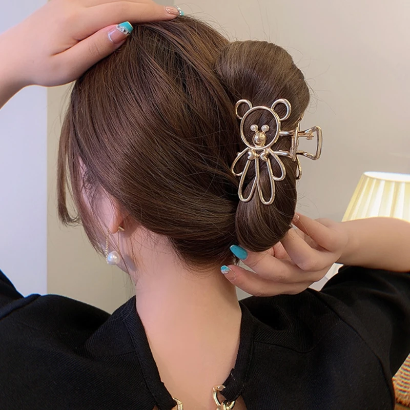 

Non-Slip Hair Claw Large Cute Bear Ponytail Catch Barrette Alloy Hairpin