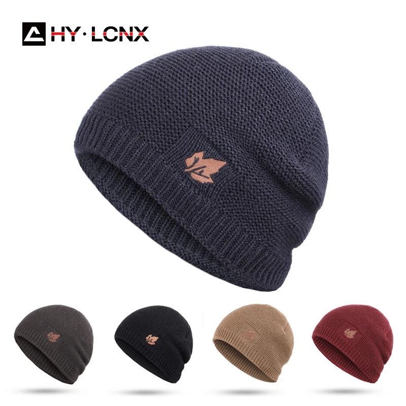 

2021 Winter Autumn Warm Men's Hat Beanie Hats Thicken Scarf Knitted Hat Skull Cap Neck Warmer Wool Fleece Lined Cap For Men