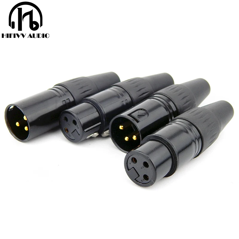 Hifivv аудио Черный Позолоченный разъем XLR 3 Pin гнездо/штекер|Коннекторы и разъёмы| |