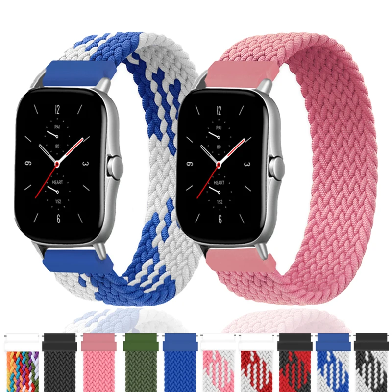 

Braided solo loop nylon 20mm 22mm smart band for Amazfit gts2 Bip Gtr watch strap for fitbit versa 2 band huawei watch gt2 strap